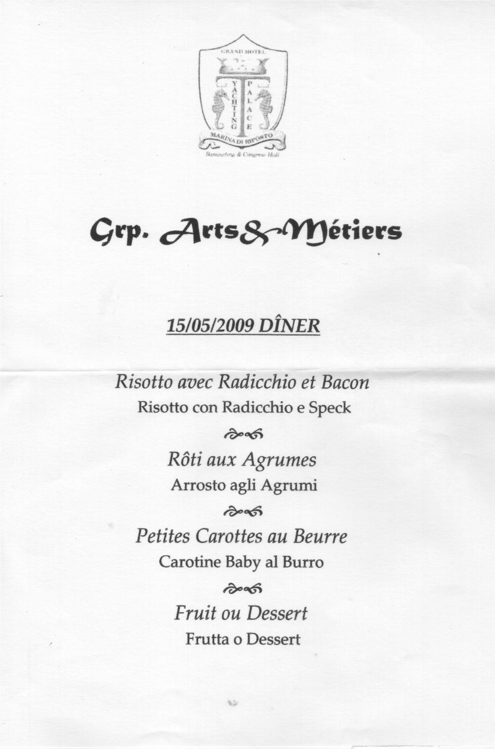 Menu du 15/5